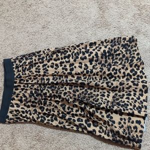 Midi Pleated Leopard Skirt